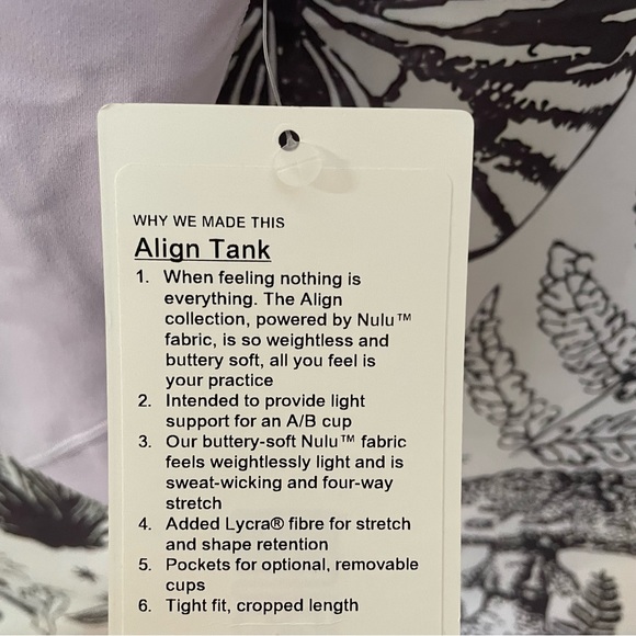 ✴️ NWT LULULEMON ORIGINAL ALIGN TANK LAVENDER DEW SIZE 6 WITH PADS | FIRM PRICE - Picture 4 of 7